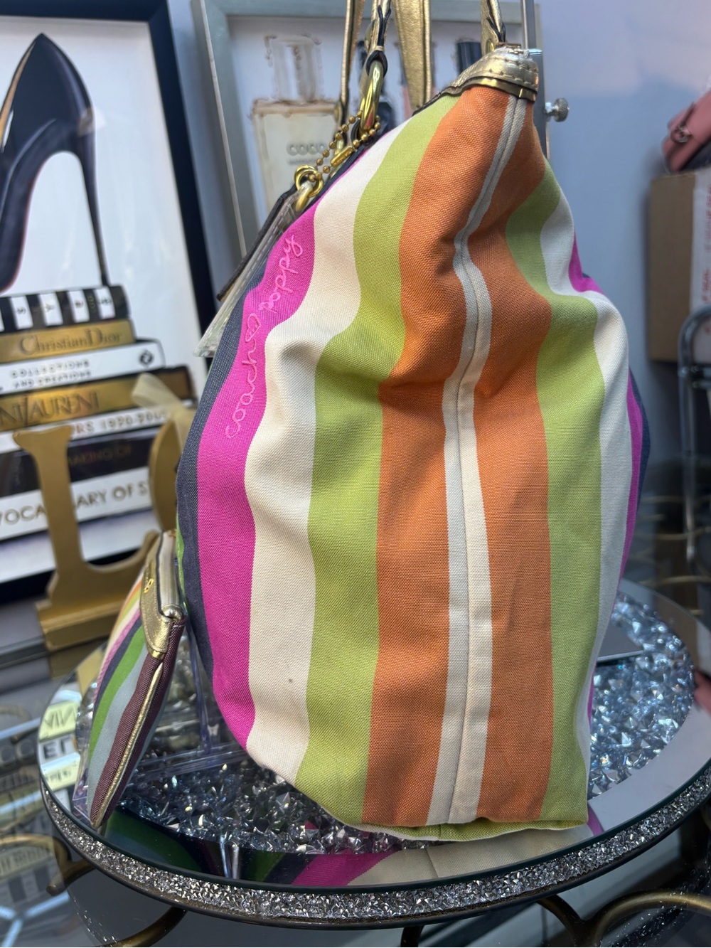 *SOLD*Coach 2010 y2k Poppy Legacy Stripe Glam Tote w/ matching wallet EUC - Picture 9 of 16